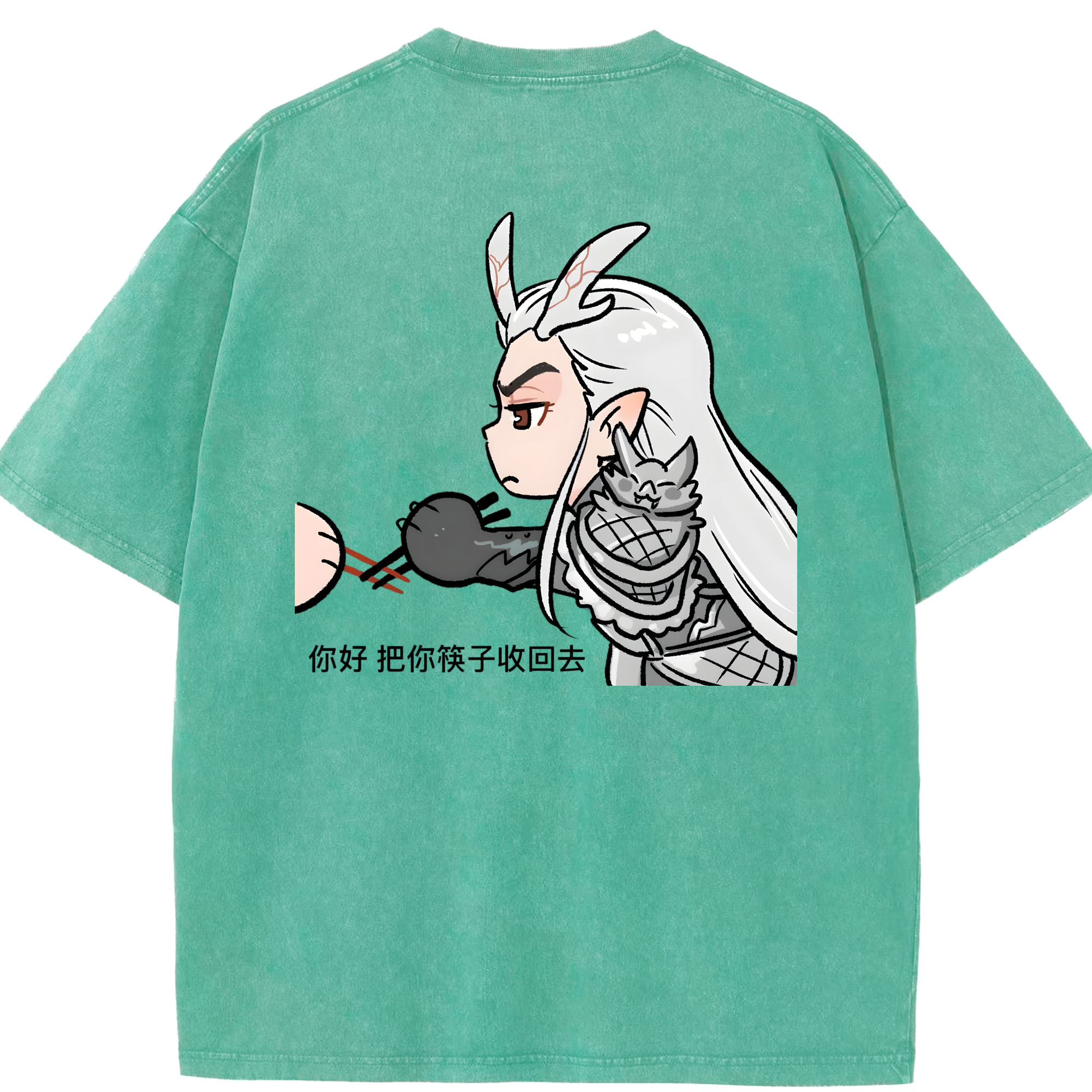 （画像用） Ne Zha 2 ナタ 魔童の大暴れ 綿100% ヴィンテージ風 半袖Tシャツ（背面プリント）
